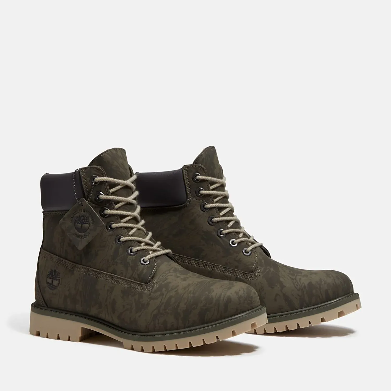 TIMBERLAND - Timberland Heritage 6 INCH LACE UP WATERPROOF BOOT DK GREEN NUBUCK W CAMO 